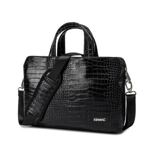 CROCO LEATHER MESSENGER HANDBAG