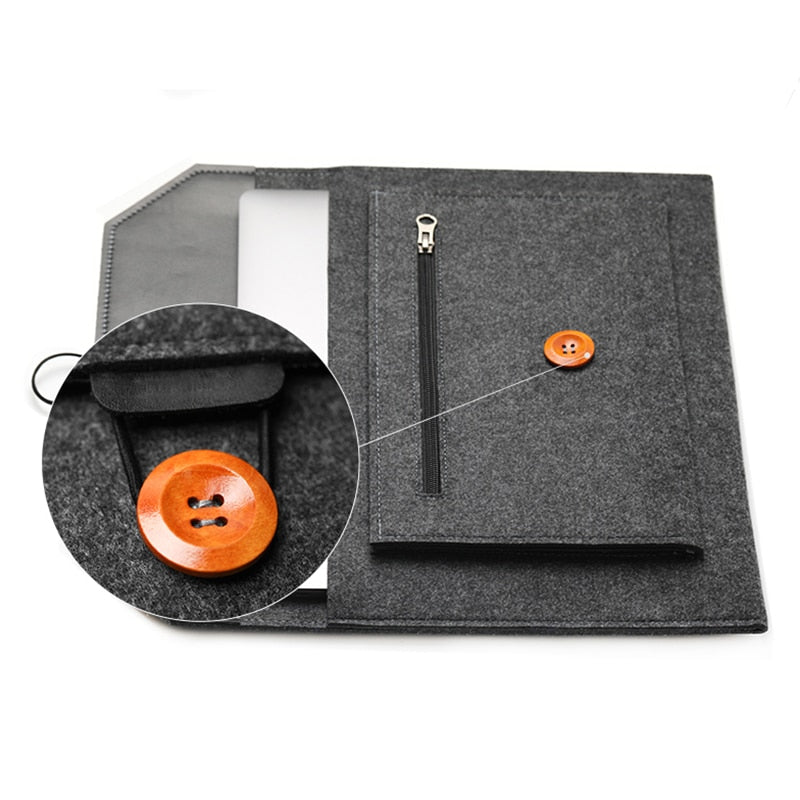The Buttoned Wool Laptop Sleeve