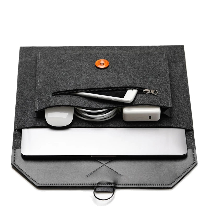 The Buttoned Wool Laptop Sleeve
