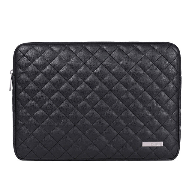 Leather Plaid Laptop Case 14-inch